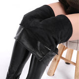Trendy Leather Leggings Designed for Cold Weather
