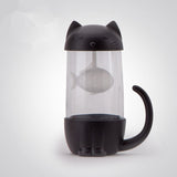 Cute Cat Glass Tea Mug With Little Fish Infuser