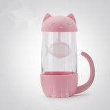 Cute Cat Glass Tea Mug With Little Fish Infuser